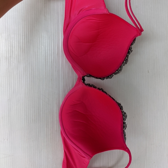 VICTORIA'S SECRET Very sexy push-up bra hot pink black lace 34DD - Picture 7 of 7